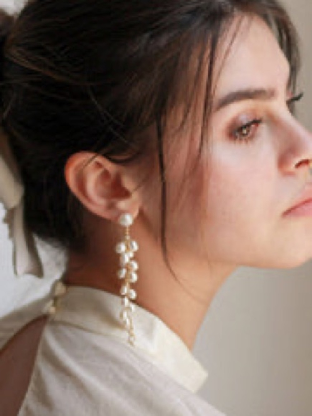 Delicate Off White & Soft Pink Quartz Drop Earrings